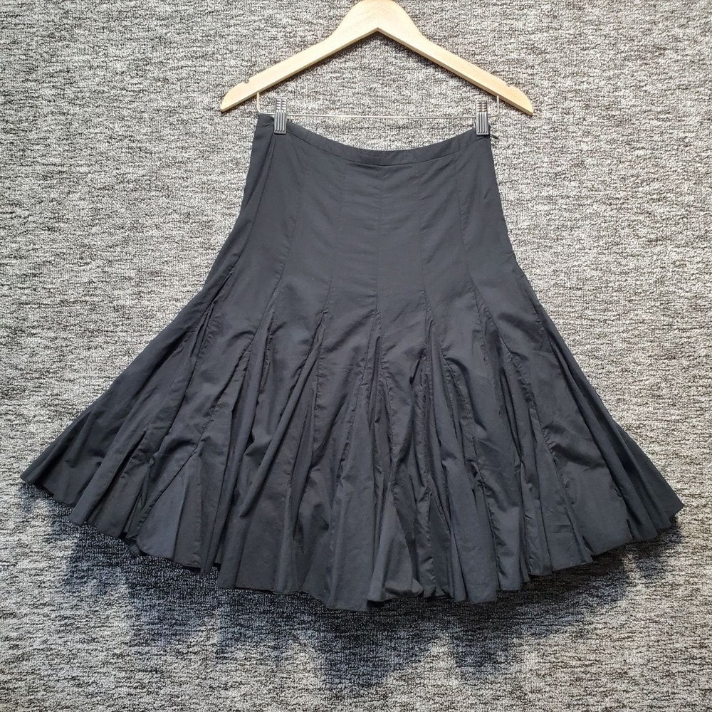 Anthropologie Odille Skirt Womens 0 Black Paneled Drop Waist Pleated Midi Y2K